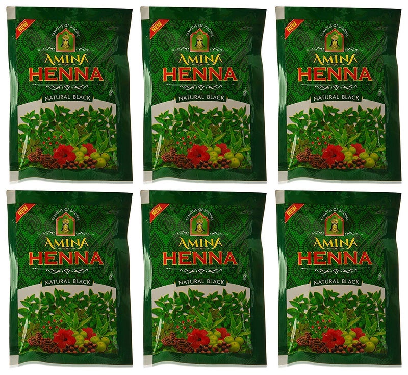Amina Henna Natural Black Hair Colour Heena Mehndi, 25 g (Pack of 6) - Image 1